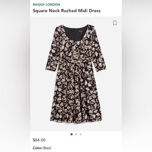 MAGGY LONDON

Square Neck Ruched Midi Dress
0P | Black